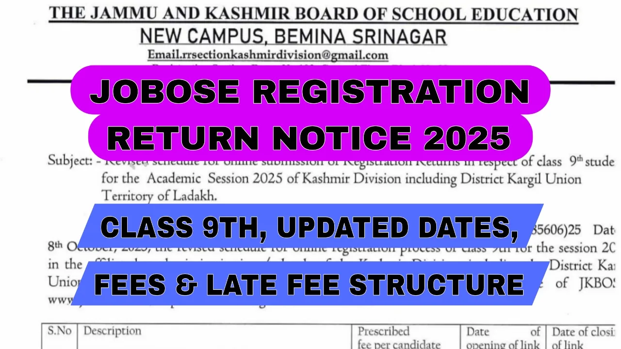 JOBOSE Registration Return Notice 2025