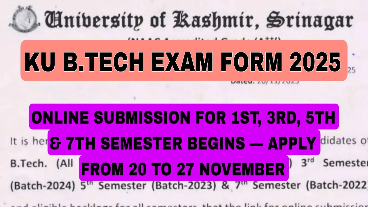 KU B.Tech Exam Form 2025
