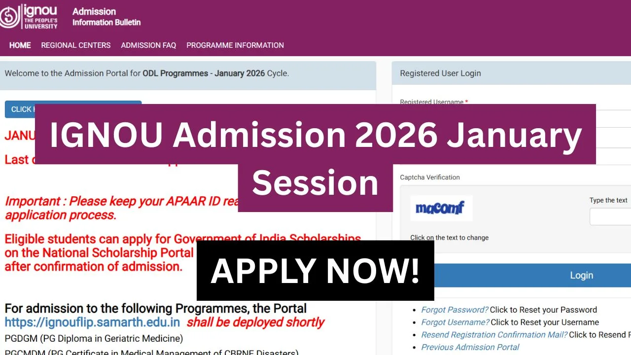IGNOU Admission 2026 January Session